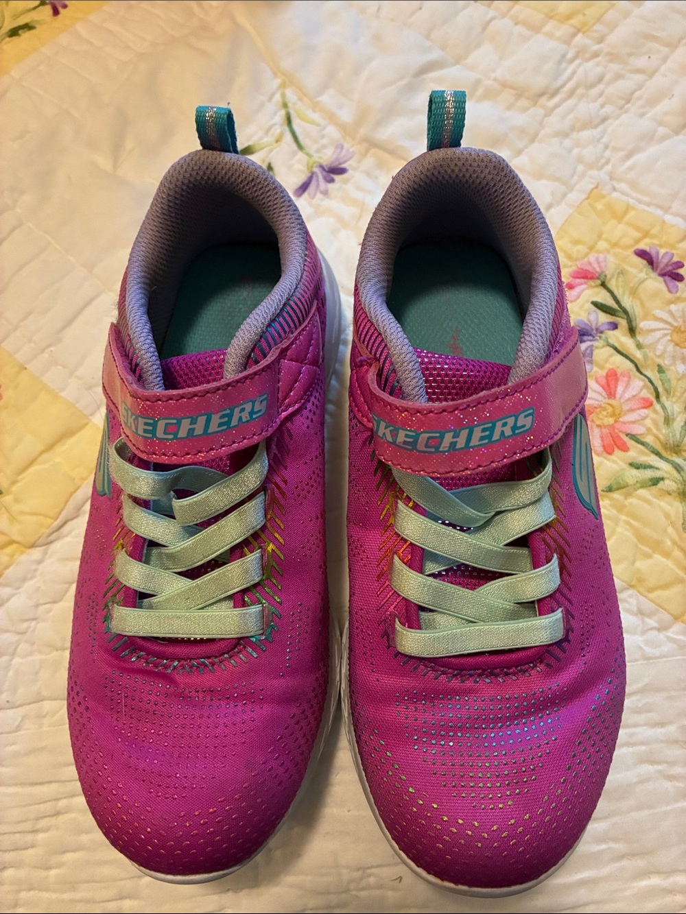 Skechers Kids Pink and Teal Athletic Sneakers